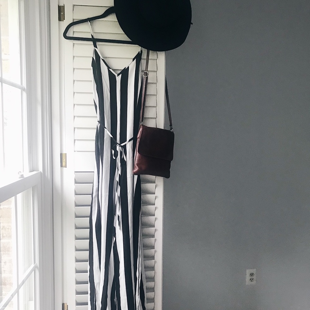 B&W stripe strappy jumpsuit